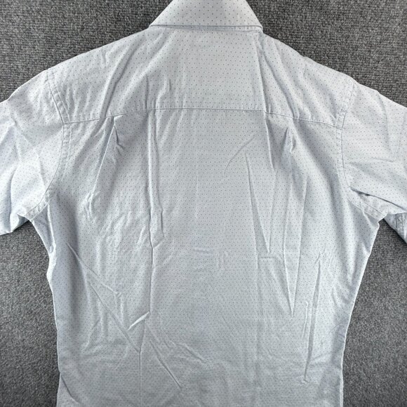 David Donahue 16.5 34/35 Trim Cotton Geometric Blue Shirt Long Sleeve Button Up - Picture 13 of 13